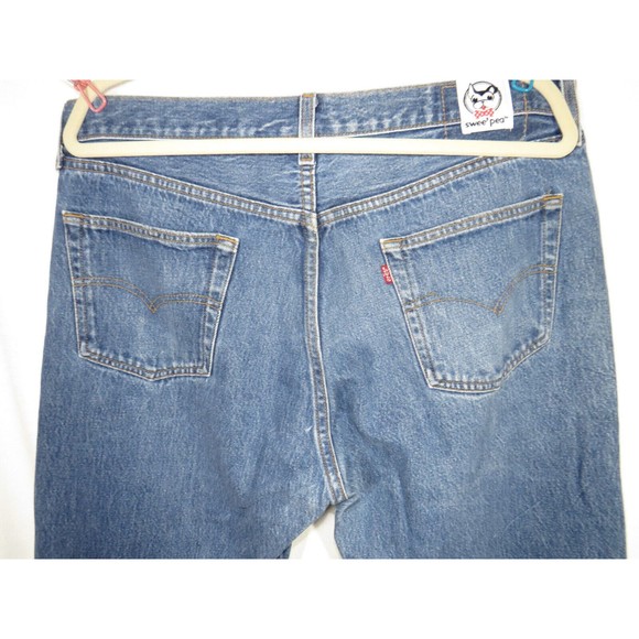 Vintage Levi's 501 Button Fly Jeans Custom Ankle Trim, Cropped, Size 38 - Picture 3 of 13